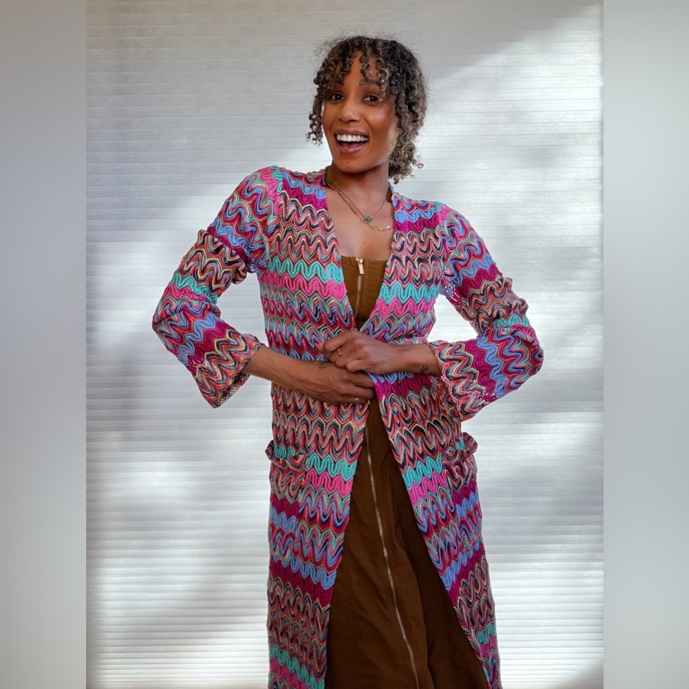 Casting Chevron Knit Multi Color Cardigan